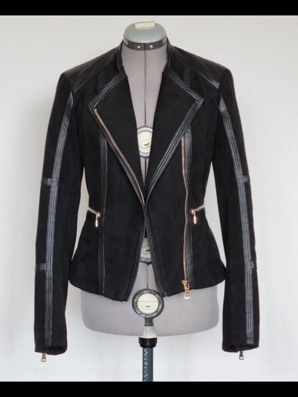 H&M Black Vegan/Faux Leather/Suede Moto Jacket